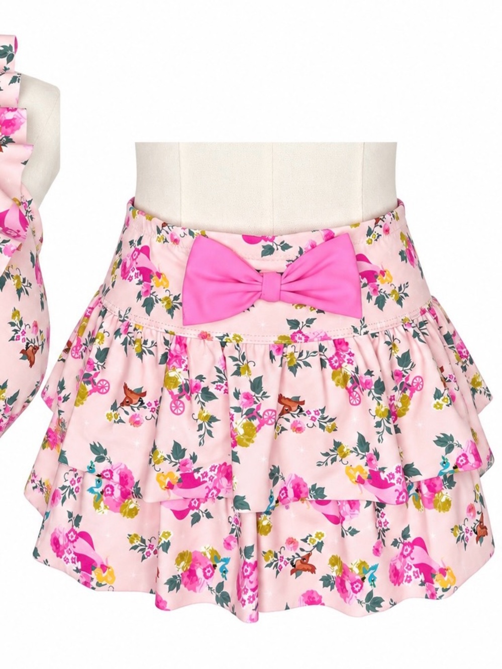 Disney Princess Aurora Pink Floral Tiered Bikini Skirt with Bow